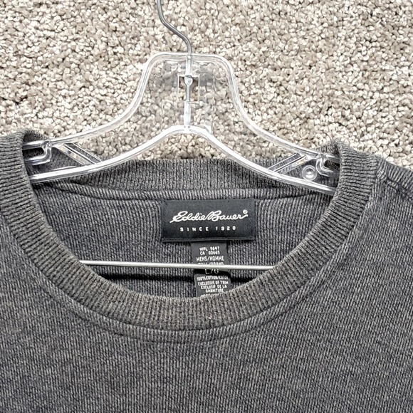 Eddie Bauer Mens Large Tall Grey Black Colorblock Striped Crewneck Sweater - Picture 2 of 8